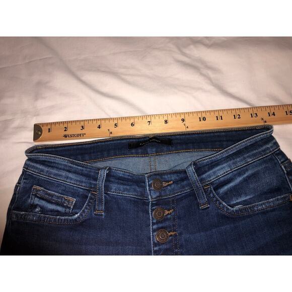 Flying Monkey Jeans Mid Rise Skinny Size 28 Blue Button Front Stretch Dark Wash - Picture 5 of 10